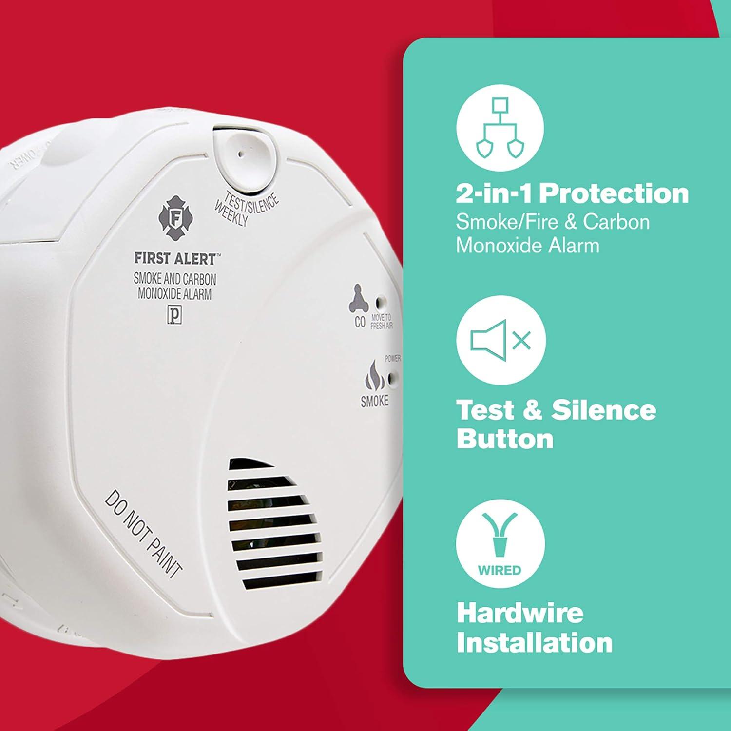 imageFIRST ALERT BRK SC7010B3 Hardwired Smoke and Carbon Monoxide CO Detector with Battery Backup 3Pack3 pack