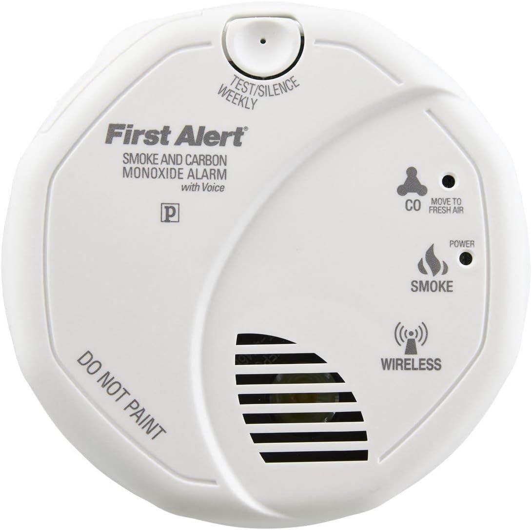 imageFirst Alert Battery Powered SCO500B Wireless Interconnected Photoelectric Smoke and Carbon Monoxide Combo Alarm with Voice and Location