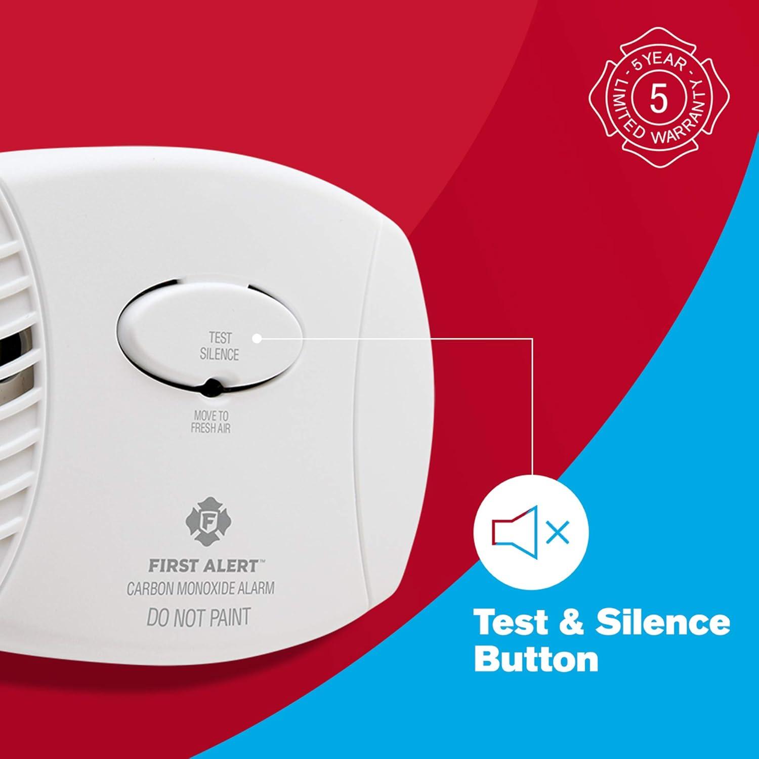 imageFirst Alert CO400 Carbon Monoxide CO Detector Battery Operated Alarm 1PackPack of 3