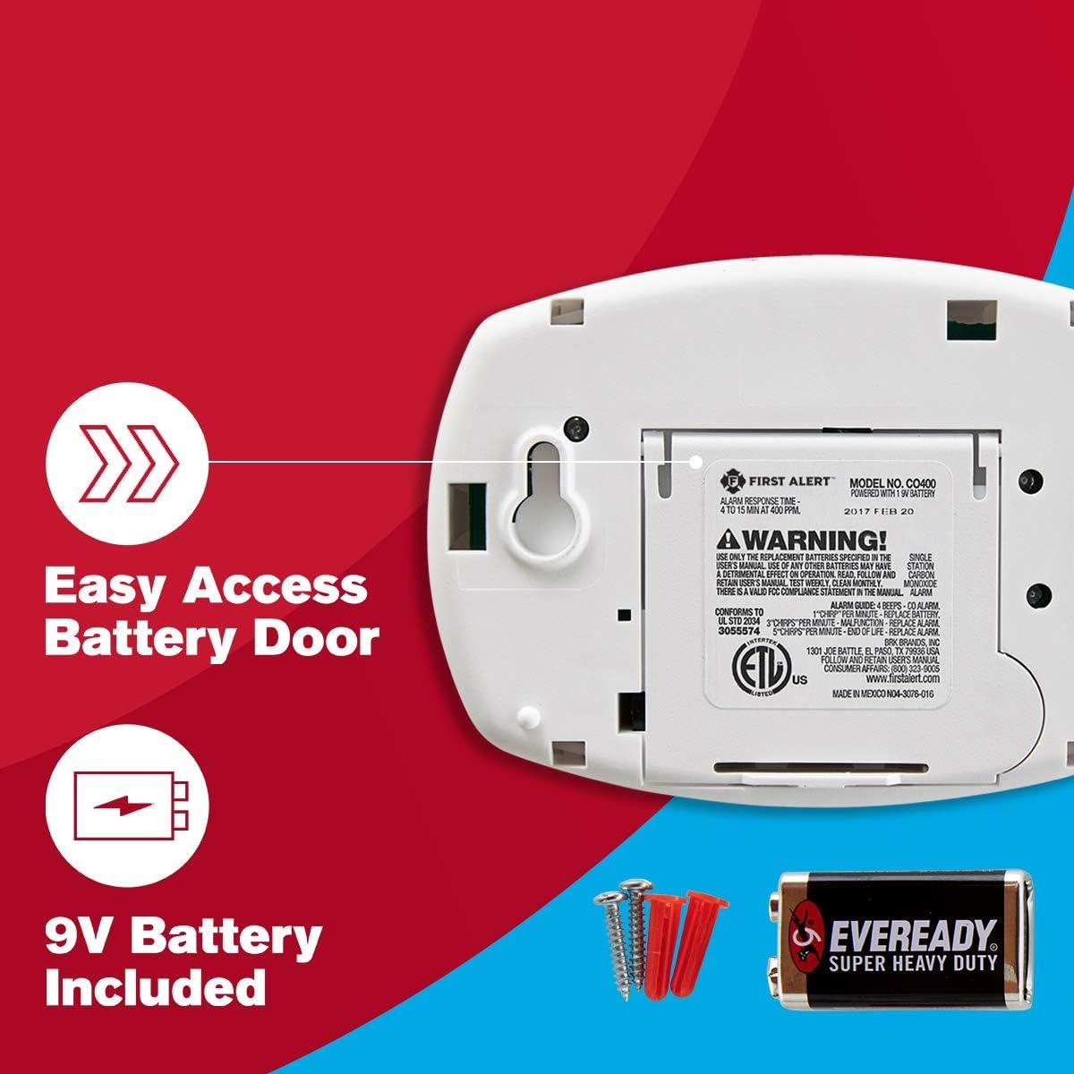 imageFirst Alert CO400 Carbon Monoxide CO Detector Battery Operated Alarm 1PackPack of 6