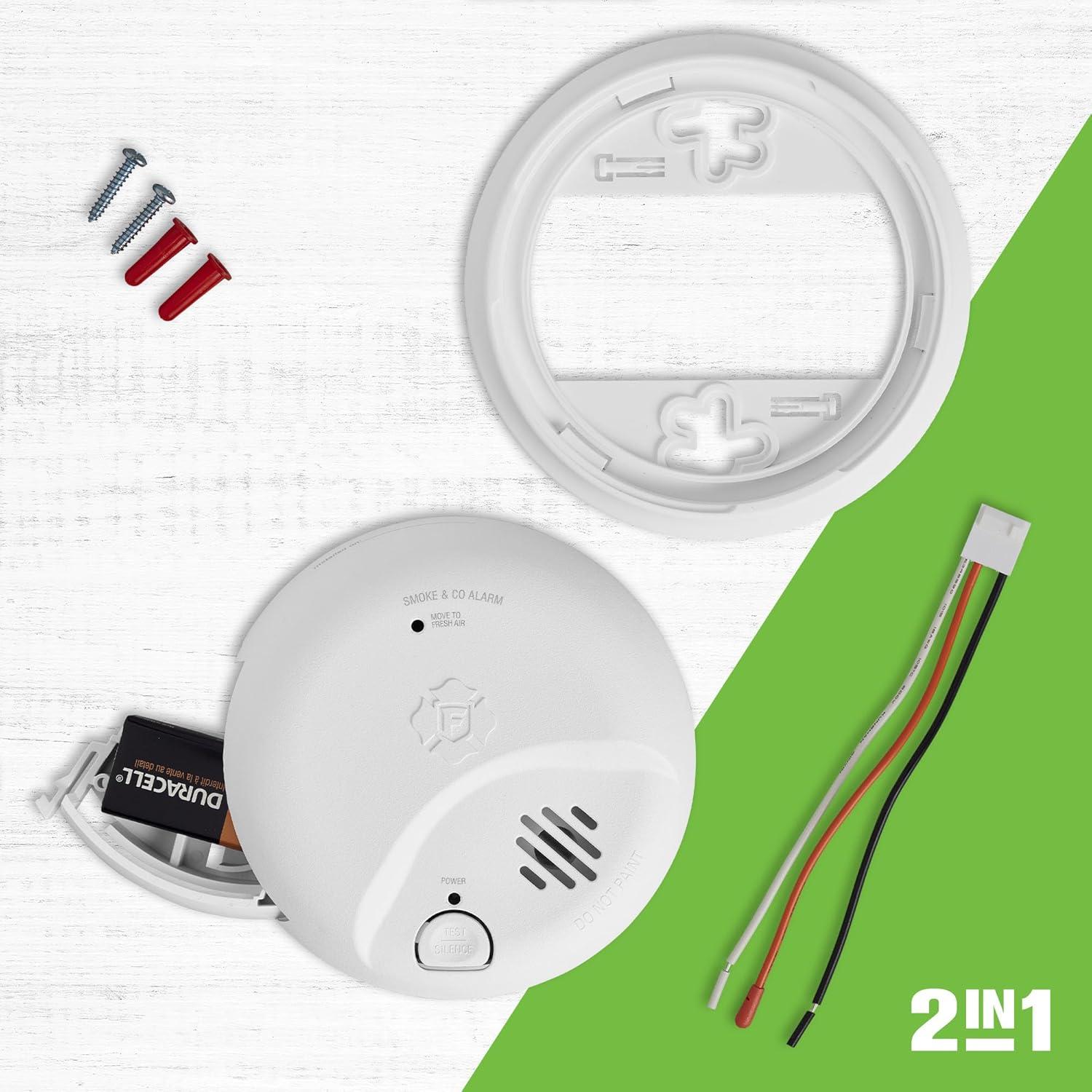 imageFirst Alert Combination Smoke ampamp Carbon Monoxide Alarm Interconnect Hardwire Detector with Battery Backup SMICO100AC 1Pack6Pack