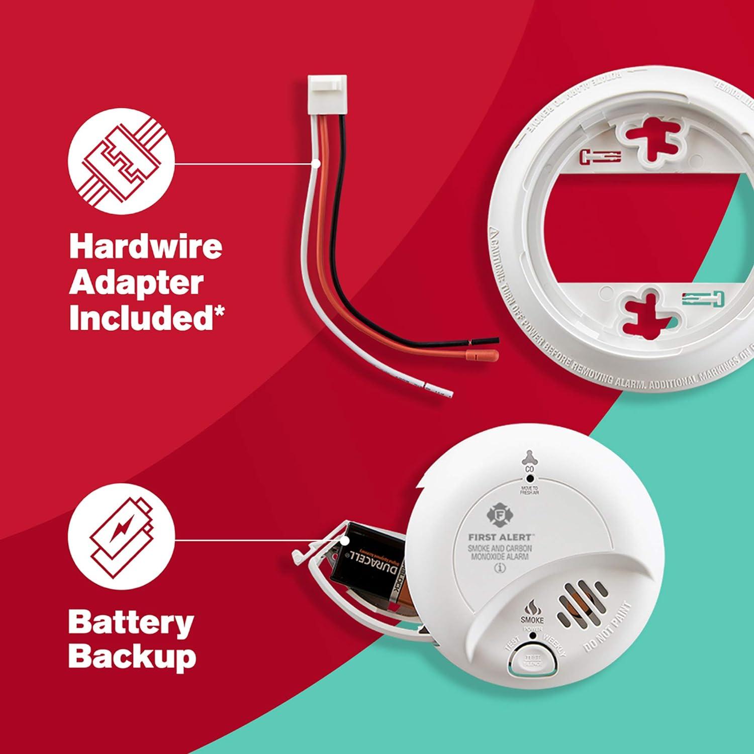 imageFirst Alert Combination Smoke ampamp Carbon Monoxide Alarm Interconnect Hardwire Detector with Battery Backup SMICO100AC 1Pack6Pack