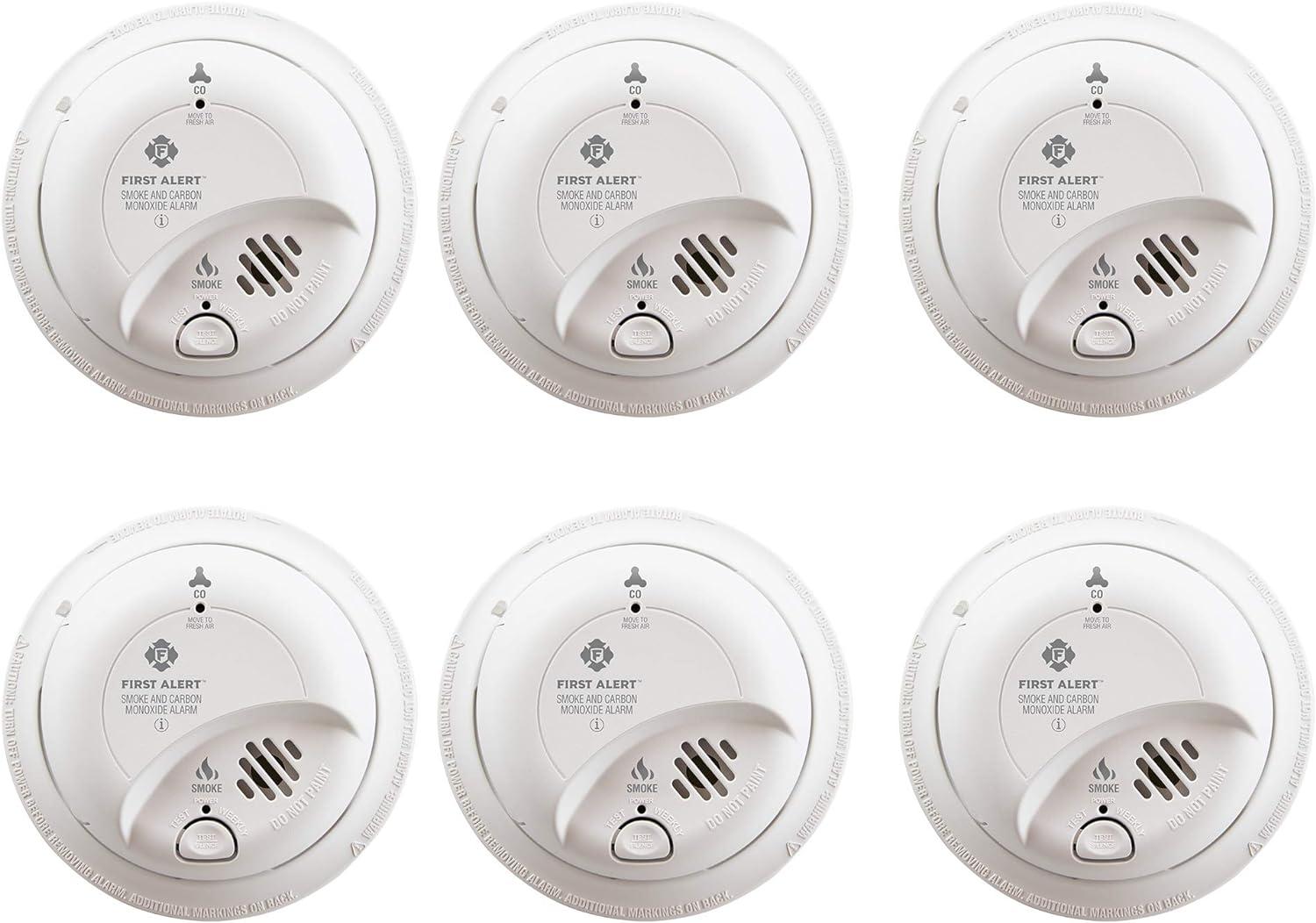 imageFirst Alert Combination Smoke ampamp Carbon Monoxide Alarm Interconnect Hardwire Detector with Battery Backup SMICO100AC 1Pack6Pack