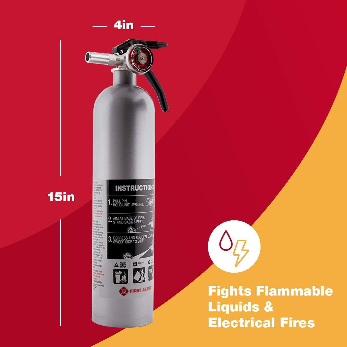 imageFirst Alert DHOME1 Rechargeable Standard Home Fire Extinguisher UL Rated 1A10BC PewterDHOME1