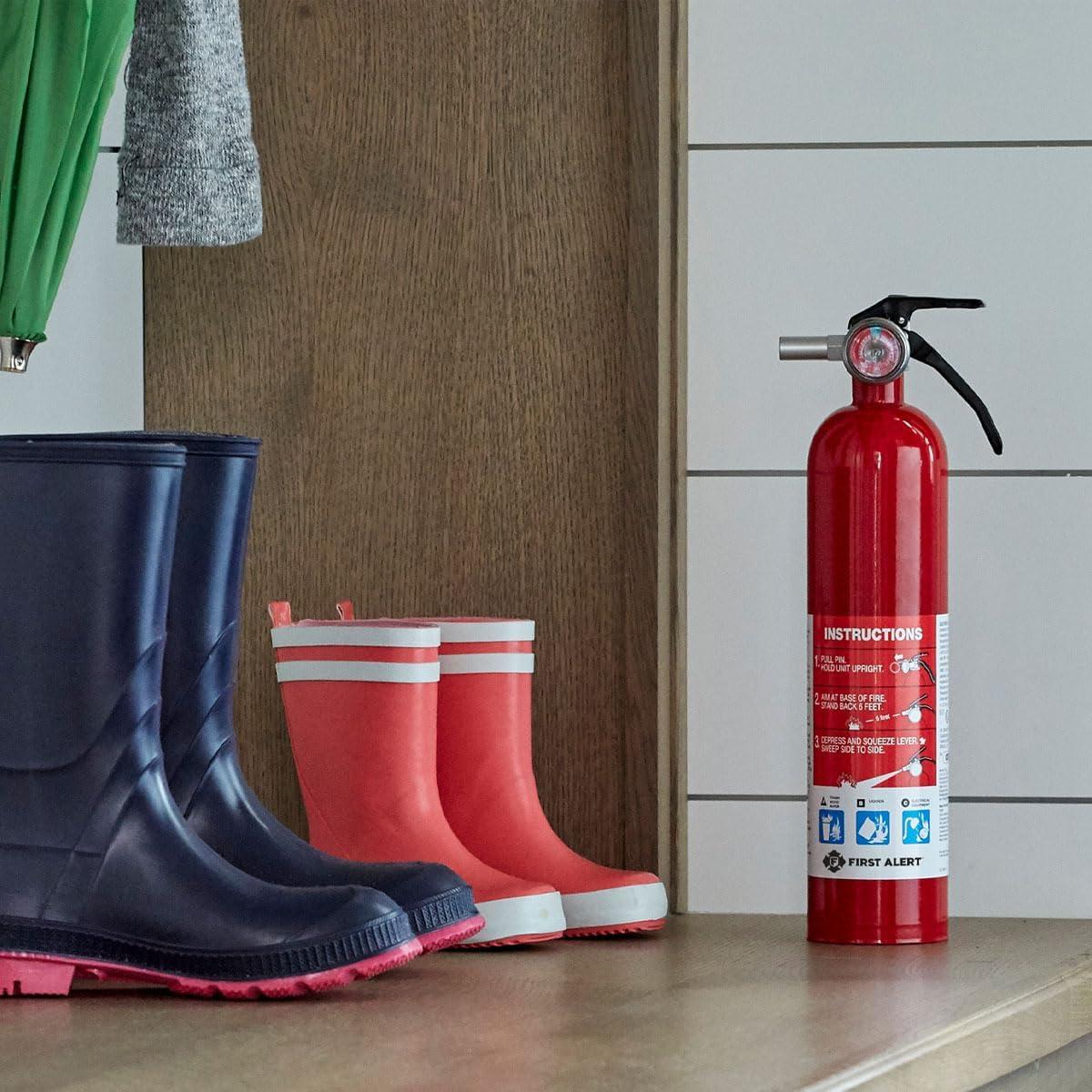 imageFirst Alert DHOME1 Rechargeable Standard Home Fire Extinguisher UL Rated 1A10BC PewterHome1