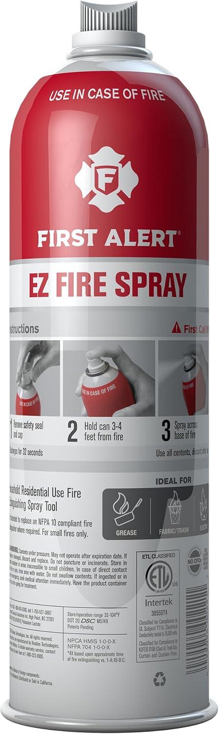 imageFirst Alert EZ Fire Spray Extinguishing Aerosol Spray AF400 Red 18 Ounce Pack of 1Single Pack