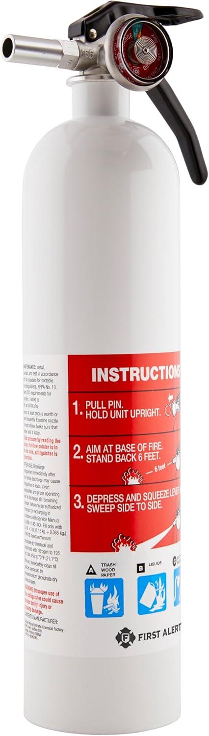 imageFirst Alert Fire Extinguisher  Marine Fire Extinguisher White FE1A10GR 1Pack 14quotBracket Bundle