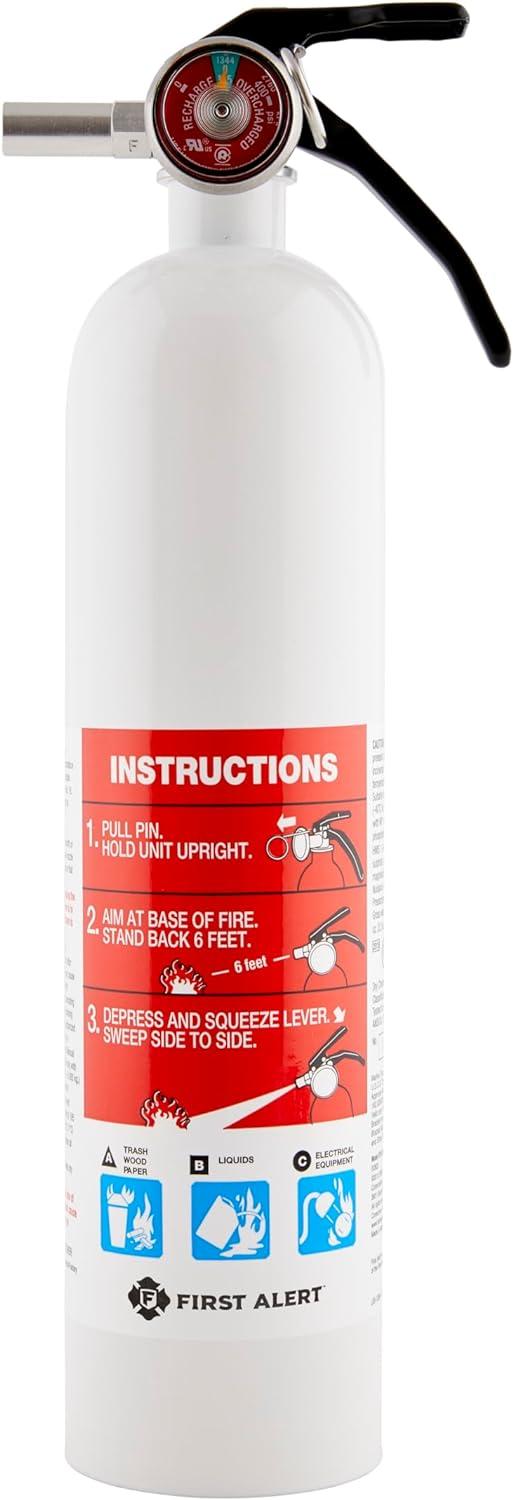imageFirst Alert Fire Extinguisher  Marine Fire Extinguisher White FE1A10GR 1Pack 14quotBracket Bundle
