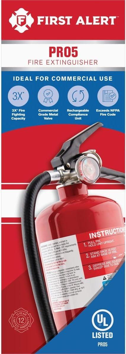 imageFirst Alert Fire Extinguisher for Home ampamp Commercial Use Heavy Duty Rechargeable Compliance Unit UL RATED 2A10BC HOME2PRO Red 1Pack1 Pack