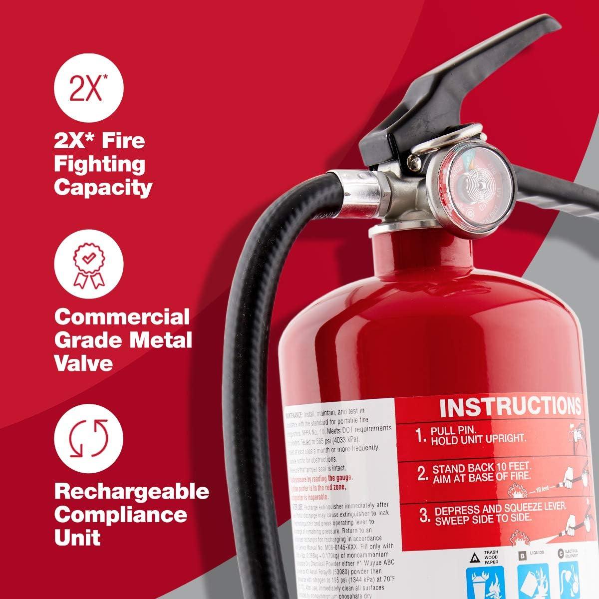 imageFirst Alert Fire Extinguisher for Home ampamp Commercial Use Heavy Duty Rechargeable Compliance Unit UL RATED 2A10BC HOME2PRO Red 1Pack1Pack