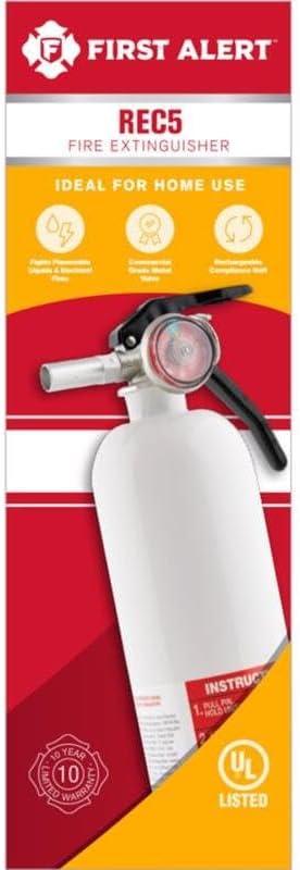 imageFirst Alert REC5 Recreation Fire Extinguisher UL Rated 5BC White 1PackREC5