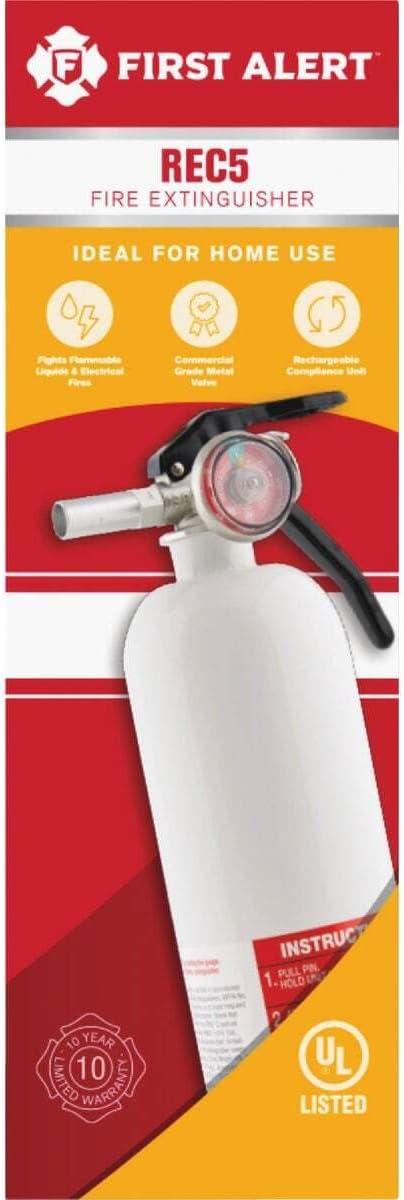 imageFirst Alert REC5 Recreation Fire Extinguisher UL Rated 5BC White 1PackREC5