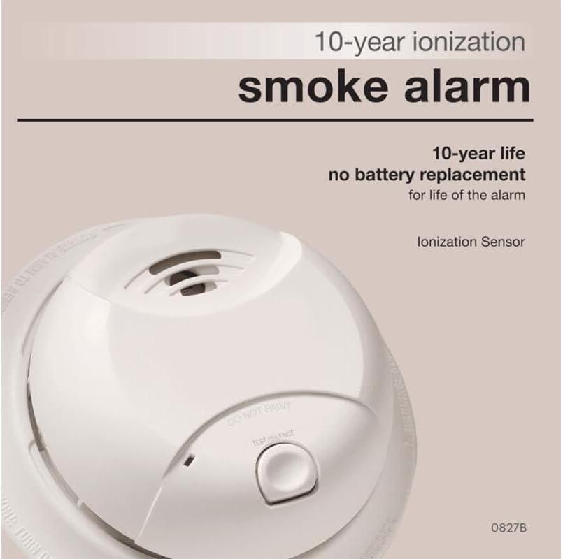 imageFirst Alert Smoke Alarm 10Year Sealed Battery Detector with Test ampamp Silence Button SMI110 1PackStandard Detection