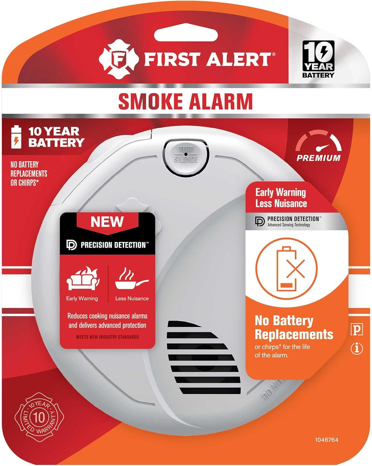 imageFirst Alert Smoke Alarm 10Year Sealed Battery Dual Sensor Detector with Test ampamp Silence Button SM310 1PackPrecision Detection