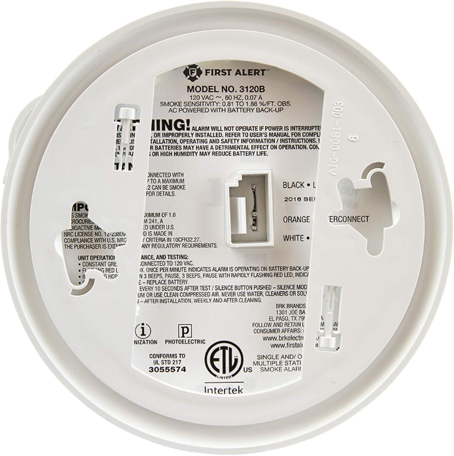 imageFirst Alert Smoke Alarm 10Year Sealed Battery Dual Sensor Detector with Test ampamp Silence Button SM310 1PackStandard Detection