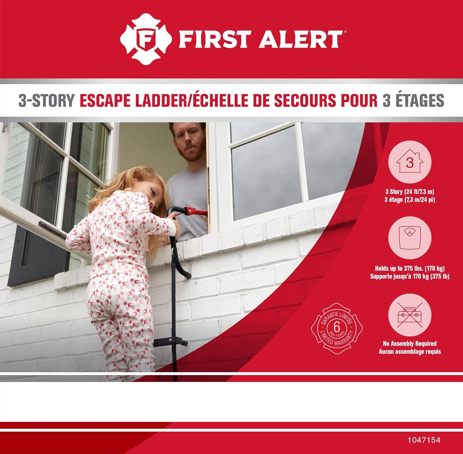 imageFirst Alert TwoStory Fire Escape Ladder 14 Feet Steel AntiSlip Black3story homes 24 feet