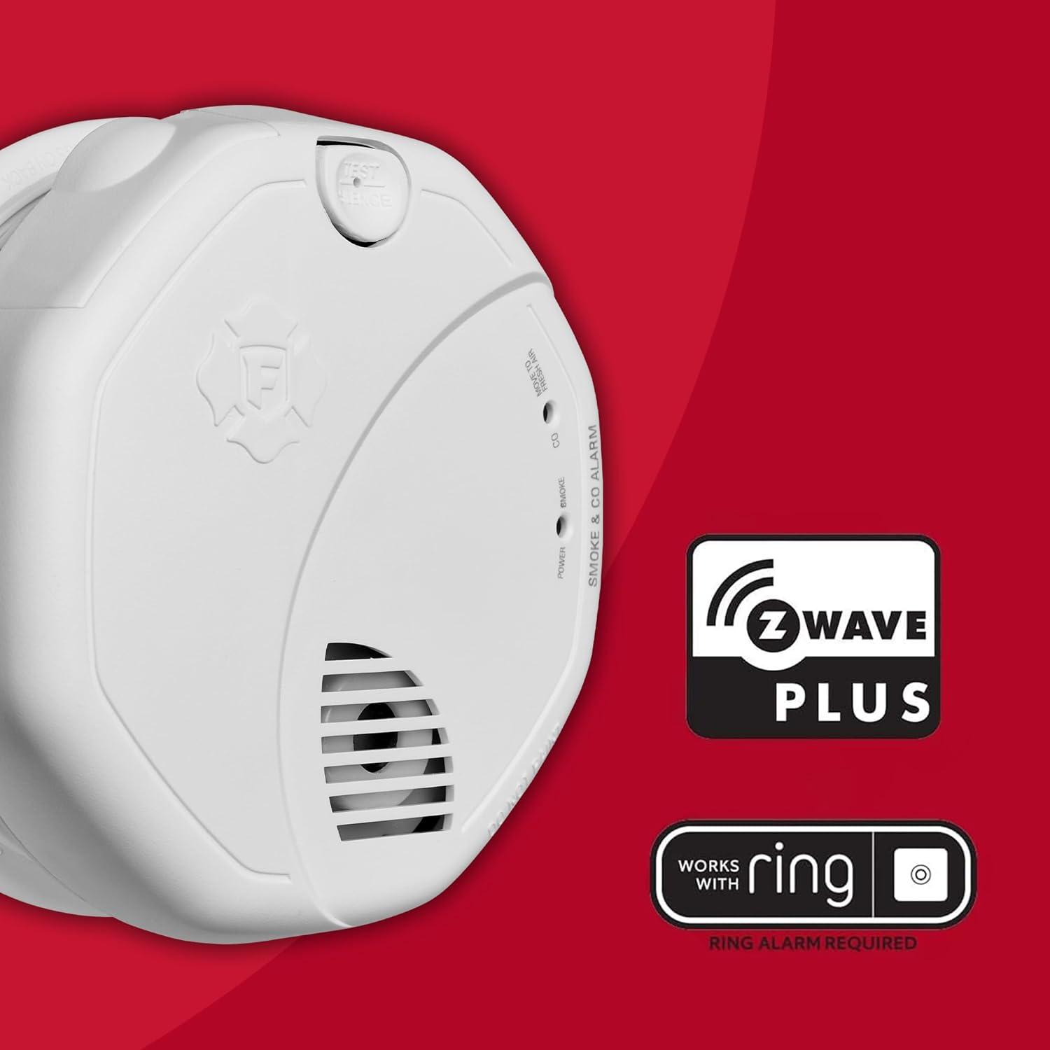 imageNew 2025 First Alert SMCO410 ZWave BatteryPowered Smoke Detector ampamp Carbon Monoxide Alarm Works with Ring Alarm Base Station Single Pack WhiteStandard Detection
