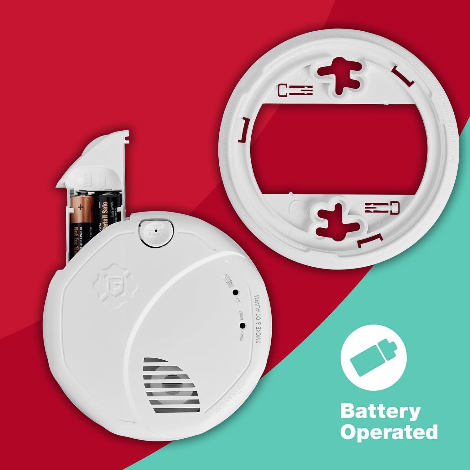 imageNew 2025 First Alert SMCO410 ZWave BatteryPowered Smoke Detector ampamp Carbon Monoxide Alarm Works with Ring Alarm Base Station Single Pack WhiteStandard Detection
