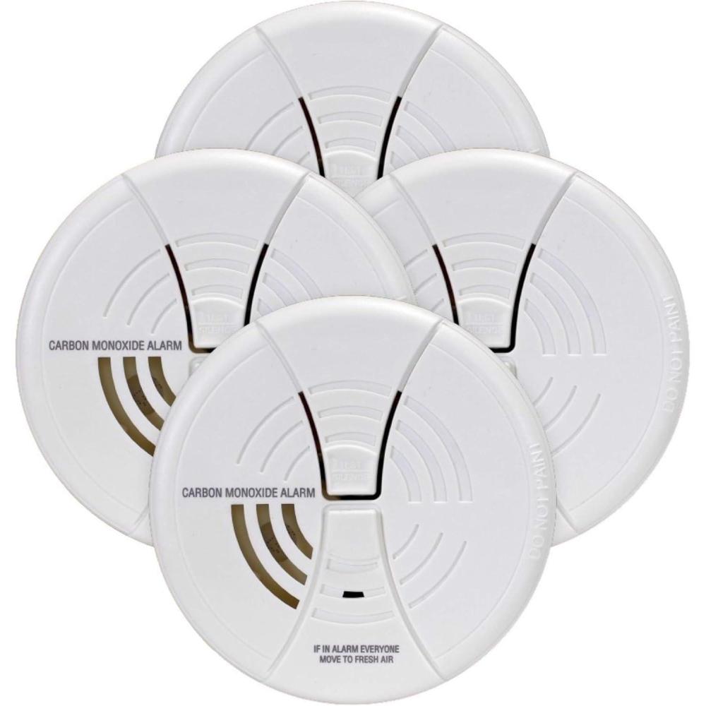 imageFIRST ALERT Carbon Monoxide Alarm  BRK CO250 Battery Operated Carbon Monoxide Detector With 9Volt Battery ampamp Two Silence Features4Pack