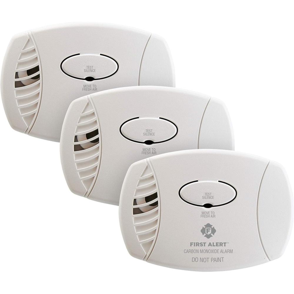 imageFirst Alert Carbon Monoxide Detector PlugIn Alarm with Test ampamp Silence Button CO600 White 1Pack3 Count Pack of 1
