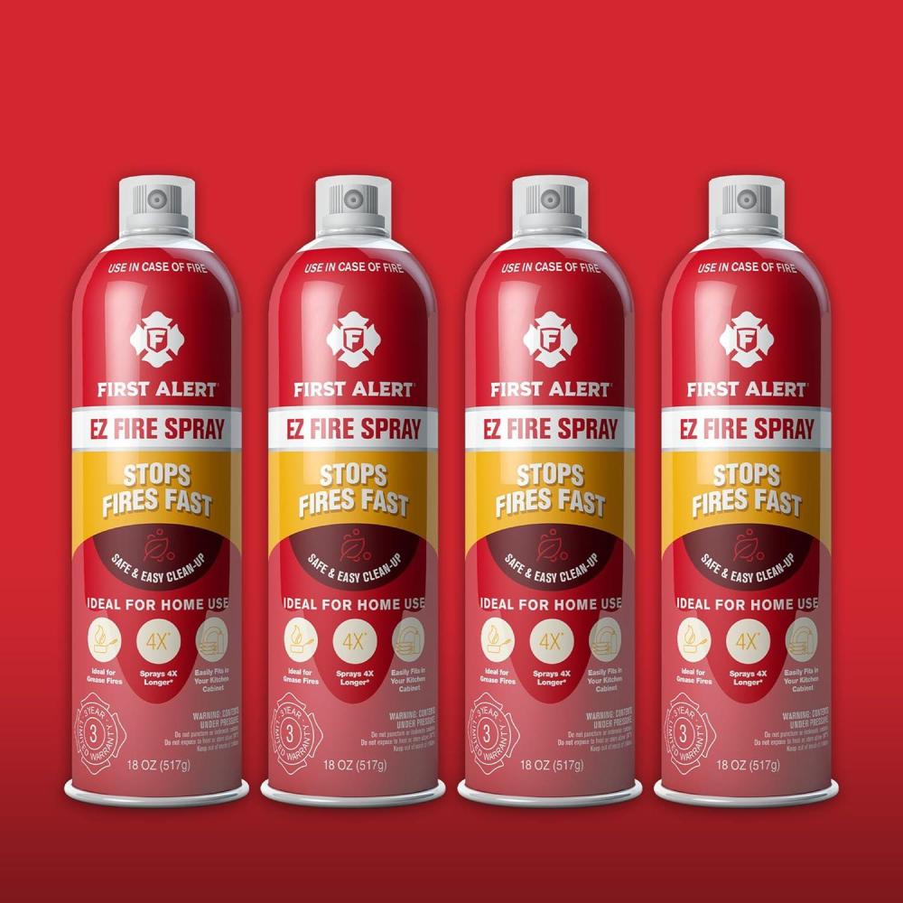 imageFirst Alert EZ Fire Spray Extinguishing Aerosol Spray AF400 Red 18 Ounce Pack of 14Pack